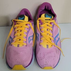 Saucony Women's Pink and Yellow Athletic Running Shoes